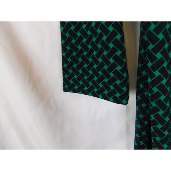 Talbots Black & Green Basket Weave Dress Surplice Neckline Size Medium - Picture 5 of 6